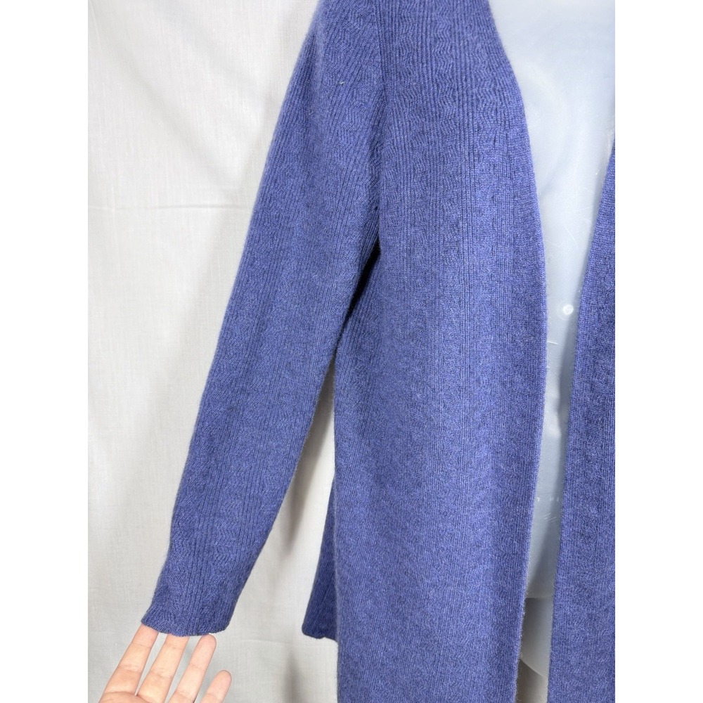 Sutton Studio 100% Cashmere Open Front Cardigan Sweater Blue Medium Luxury - Picture 3 of 9